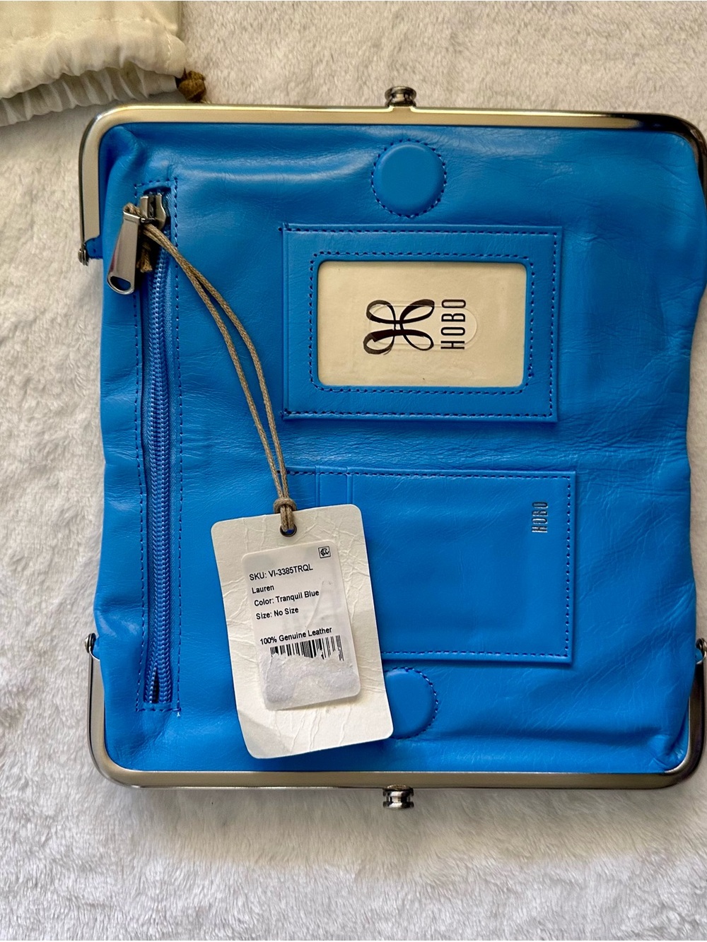 HOBO Bright Blue Leather Kiss-Lock Clutch - Picture 2 of 6